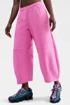Nike Sportswear Phoenix Fleece Loose Mid-rise Barrel Pant In Playful Pink/sail, Women's At Urban Outfitte In Pink