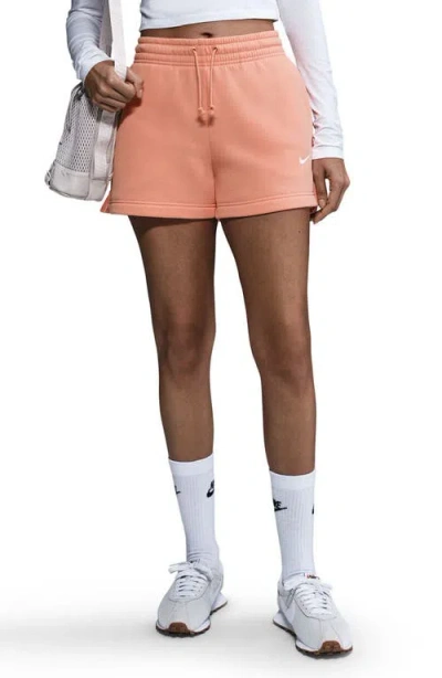 Nike Sportswear Phoenix Fleece Mid-rise 4-inch Shorts In Pink
