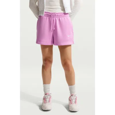 Nike Sportswear Phoenix Fleece Mid-rise 4-inch Shorts In Pink