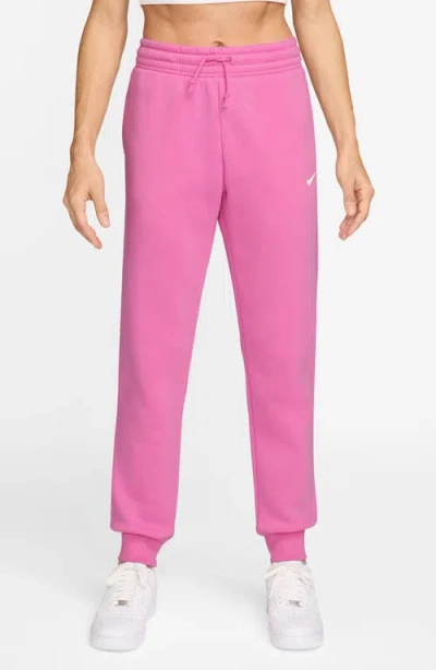 Nike Sportswear Phoenix Fleece Mid Rise Joggers In Pink
