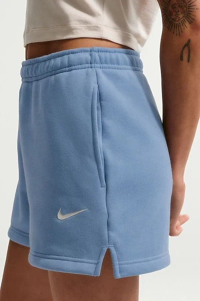 Nike Sportswear Phoenix Fleece Mid-rise 4" Shorts In Light Medium Blue/sail, Women's At Urban Outfitters