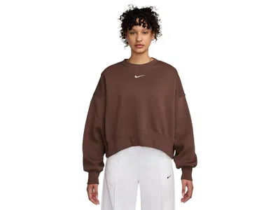 Nike Sportswear Phoenix Fleece Over-oversized Crew Neck Sweatshirt In Brown