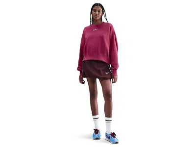 Nike Sportswear Phoenix Fleece Over-oversized Crew Neck Sweatshirt In Burgundy