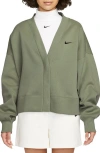 Nike Sportswear Phoenix Fleece Oversize Cardigan In Oil Green/black