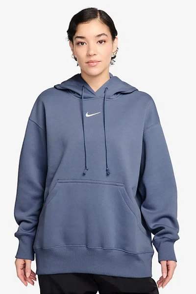 Nike Sportswear Phoenix Fleece Oversized Pullover Hoodie Sweatshirt In World Indigo/sail, Women's At Urba In Purple
