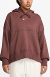 Nike Sportswear Phoenix Fleece Pullover Hoodie In Brown/sail