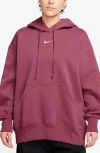 Nike Sportswear Phoenix Fleece Pullover Hoodie In Burgundy