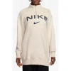 Nike Sportswear Phoenix Fleece Quarter Zip Longline Sweatshirt In Light Brown/ Armory Navy