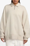 Nike Sportswear Phoenix Fleece Quarter Zip Oversize Polo Sweatshirt In Light Brown/sail