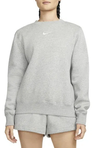 Nike Sportswear Phoenix Fleece Sweatshirt In Dark Grey Heather/sail