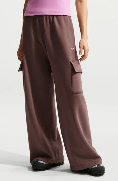 Nike Sportswear Phoenix Fleece Wide Leg Cargo Sweatpants In Brown