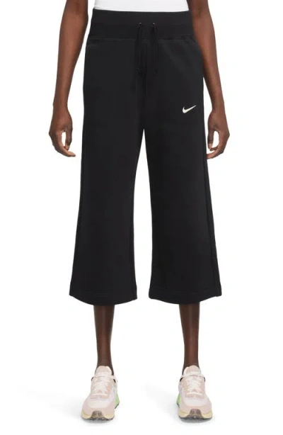 Nike Sportswear Phoenix High Waist Fleece Crop Sweatpants In Black/sail