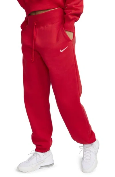 Nike Sportswear Phoenix High Waist Fleece Sweatpants In University Red/sail