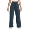 Nike Sportswear Phoenix High Waist Wide Leg Sweatpants In Armory Navy/ Sail
