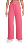 Nike Sportswear Phoenix High Waist Wide Leg Sweatpants In Aster Pink/white