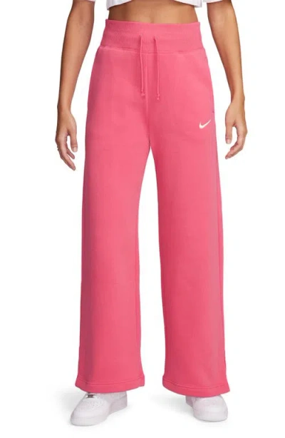 Nike Sportswear Phoenix High Waist Wide Leg Sweatpants In Aster Pink/sail
