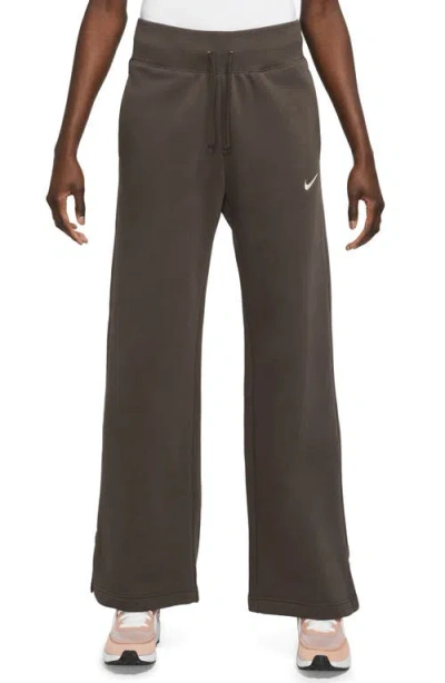 Nike Sportswear Phoenix High Waist Wide Leg Sweatpants In Baroque Brown/ Sail