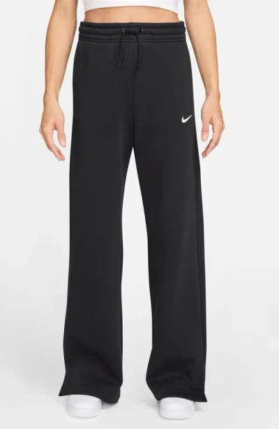 Nike Sportswear Phoenix High Waist Wide Leg Sweatpants In Black