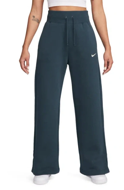 Nike Sportswear Phoenix High Waist Wide Leg Sweatpants In Blue