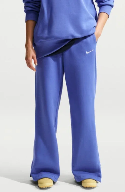 Nike Sportswear Phoenix High Waist Wide Leg Sweatpants In Blue