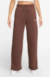 Nike Sportswear Phoenix High Waist Wide Leg Sweatpants In Brown