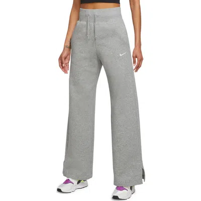 Nike Sportswear Phoenix High Waist Wide Leg Sweatpants In Dk Grey Heather/sail