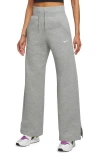 Nike Sportswear Phoenix High Waist Wide Leg Sweatpants In Dk Grey Heather/sail