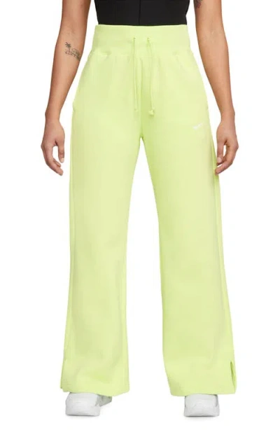 Nike Sportswear Phoenix High Waist Wide Leg Sweatpants In Life Lime/white