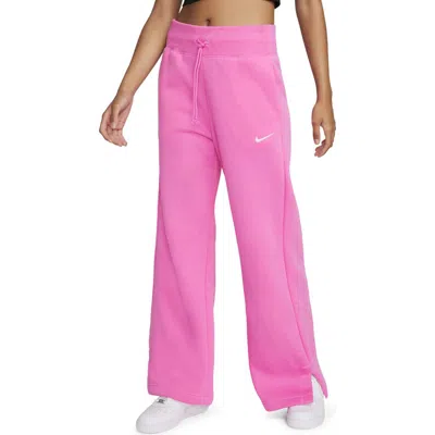 Nike Sportswear Phoenix High Waist Wide Leg Sweatpants In Playful Pink/sail