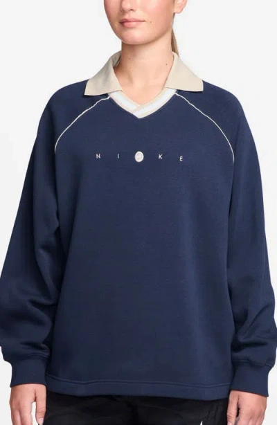 Nike Sportswear Phoenix Johnny Collar Fleece Sweatshirt In Blue