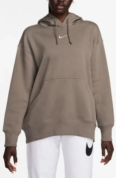 Nike Sportswear Phoenix Oversize Fleece Hoodie In Mink Brown/sail