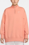 Nike Sportswear Phoenix Oversize Fleece Quarter Zip Top In Pink