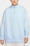 Nike Sportswear Phoenix Oversize Fleece Quarter Zip Top In Blue