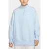 Nike Sportswear Phoenix Oversize Fleece Quarter Zip Top In Blue Tint/sail