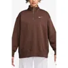 Nike Sportswear Phoenix Oversize Fleece Quarter Zip Top In Brown