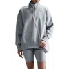 Nike Sportswear Phoenix Oversize Fleece Quarter Zip Top In Dark Grey Heather/sail