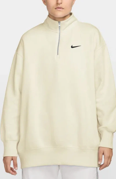 Nike Sportswear Phoenix Oversize Fleece Quarter Zip Top In Neutral