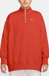 Nike Sportswear Phoenix Oversize Fleece Quarter Zip Top In Red