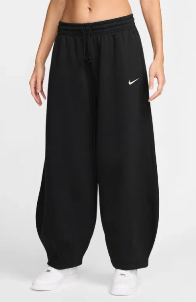 Nike Sportswear Phoenix Oversize Tapered Fleece Sweatpants In Black/sail