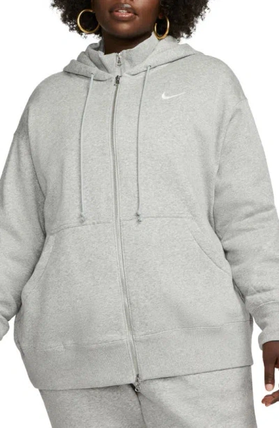 Nike Women's  Sportswear Phoenix Fleece Oversized Full-zip Hoodie (plus Size) In Dk Grey Heather/ Sail