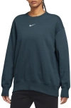Nike Women's  Sportswear Phoenix Fleece Oversized Crew-neck Sweatshirt In Armory Navy/sail