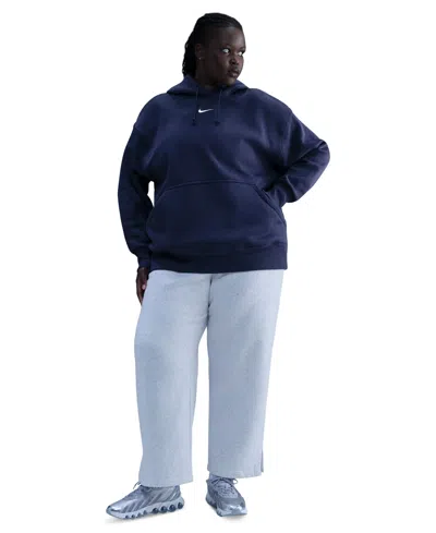 Nike Sportswear Plus Size Phoenix Fleece Oversized Pullover Hoodie In Blue