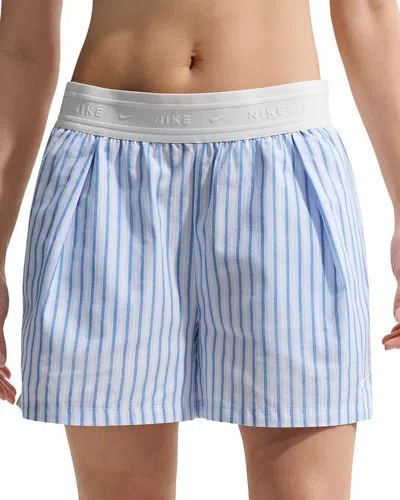 Nike Sportswear Poplin Stripe Shorts In Blue
