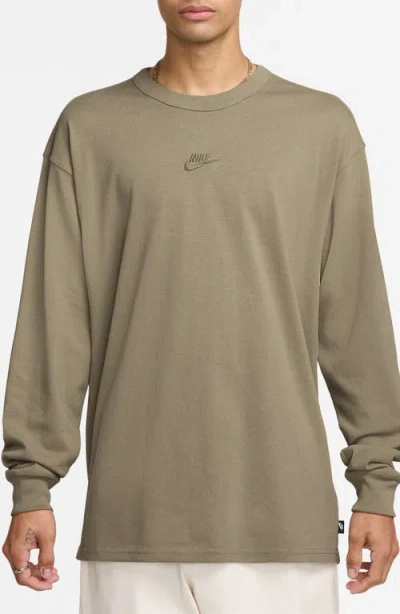 Nike Sportswear Premium Essentials Long Sleeve T-shirt In Neutral Olive