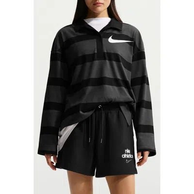 Nike Sportswear Prep Stripe Cotton Top In Black