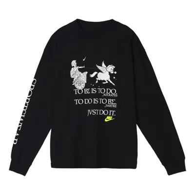 Nike Sportswear Printing Knit Round Neck Sports Black