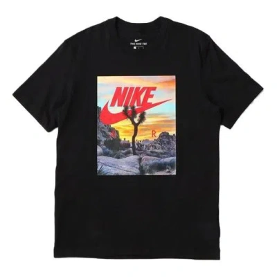 Nike Sportswear Printing Pattern Round Neck Short Sleeve Black