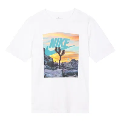 Nike Sportswear Printing Pattern Round Neck Short Sleeve White