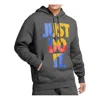 Nike Sportswear Pullover Fleece Hoodie Just Do It 'grey' In Gray