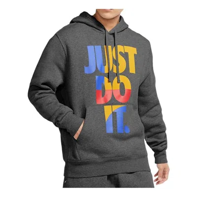 Nike Sportswear Pullover Fleece Hoodie Just Do It 'grey' In Gray